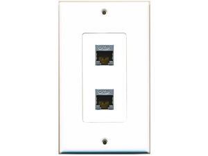 RiteAV CAT 6A 2 Port Shielded Cat6a Wall Plate 1 Gang Decorative White RiteAV CAT 6A 2 Port Shielded Cat6a Wall Plate 1 Gang Decorative White