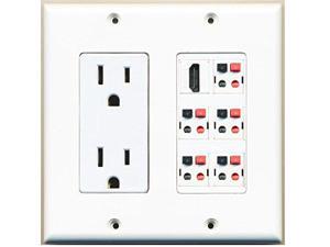 RiteAV Power Outlet + 5 x Speaker Jacks and 1 x HDMI Wall Plate Decorative RiteAV Power Outlet + 5 x Speaker Jacks and 1 x HDMI Wall Plate Decorative