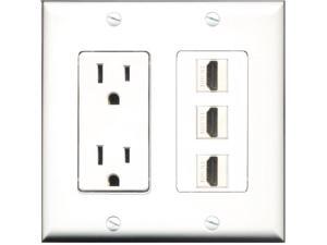 RiteAV - 15 Amp Power Outlet 3 Port HDMI Decora Wall Plate RiteAV - 15 Amp Power Outlet 3 Port HDMI Decora Wall Plate