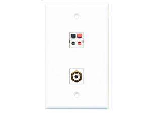 RiteAV - 1 Port RCA White 1 Port Speaker Wall Plate RiteAV - 1 Port RCA White 1 Port Speaker Wall Plate