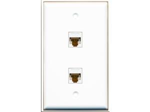RiteAV - 2 Cat6 White Ethernet Port Female Wall Plate RiteAV - 2 Cat6 White Ethernet Port Female Wall Plate
