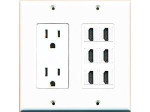 RiteAV Power Outlet 6 HDMI Wall Plate White RiteAV Power Outlet 6 HDMI Wall Plate White