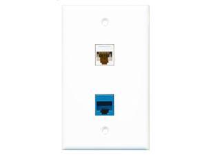 RiteAV - 1 Port Cat6 Ethernet White 1 Port Cat6 Ethernet Blue Wall Plate RiteAV - 1 Port Cat6 Ethernet White 1 Port Cat6 Ethernet Blue Wall Plate