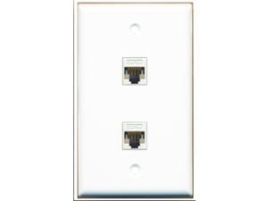 RiteAV - 2 Port - 2 Cat5e White Ethernet Port Wall Plate White RiteAV - 2 Port - 2 Cat5e White Ethernet Port Wall Plate White