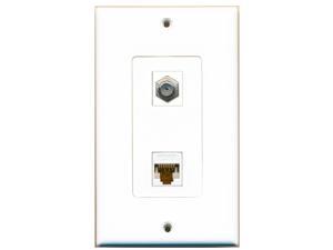 RiteAV - 1 Port Coax 1 Port Cat6 White Wall Plate Decorative White RiteAV - 1 Port Coax 1 Port Cat6 White Wall Plate Decorative White