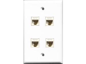 RiteAV - 4 Port Cat6 Ethernet White Wall Plate RiteAV - 4 Port Cat6 Ethernet White Wall Plate