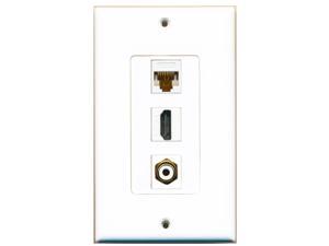 RiteAV - 1 Port HDMI 1 RCA White 1 Cat6 Ethernet White Wall Plate Decora RiteAV - 1 Port HDMI 1 RCA White 1 Cat6 Ethernet White Wall Plate Decora