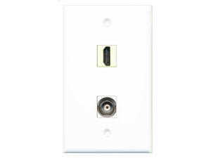 RiteAV - 1 Port BNC 1 Port HDMI Ivory Wall Plate RiteAV - 1 Port BNC 1 Port HDMI Ivory Wall Plate