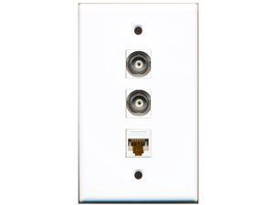 RiteAV - 2 Port BNC and 1 Port Cat6 Ethernet White Wall Plate RiteAV - 2 Port BNC and 1 Port Cat6 Ethernet White Wall Plate