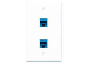 RiteAV - 2 Port Cat5e Ethernet Blue Wall Plate RiteAV - 2 Port Cat5e Ethernet Blue Wall Plate