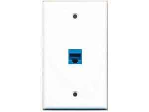 RiteAV - 1 Port Cat5e Ethernet Blue Wall Plate White RiteAV - 1 Port Cat5e Ethernet Blue Wall Plate White