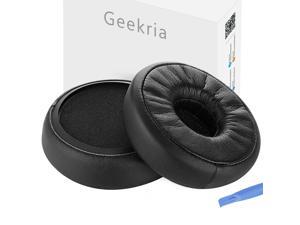 Geekria QuickFit Protein Leather Replacement Ear Pads for AKG N60NC Wireless Headphones Earpads, Headset Ear Cushion Repair Parts (Black)