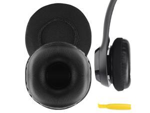Geekria QuickFit Protein Leather Replacement Ear Pads for Logitech H390, H600, H609, Headphones Earpads, Headset Ear Cushion Repair Parts (Black)