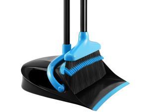 HOMEMAXS Upgraded Broom and Dustpan Set Extendable Broomstick and Dust Pan Combo for Home Kitchen Room Office Black and Blue HOMEMAXS Upgraded Broom and Dustpan Set Extendable Broomstick and Dust Pan Combo for Home Kitchen Room Office Black and Blue
