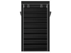 10 Tiers Shoe Rack with Dustproof Cover Closet Shoe Storage Cabinet Organizer Black 10 Tiers Shoe Rack with Dustproof Cover Closet Shoe Storage Cabinet Organizer Black