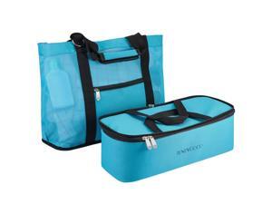 TENDYCOCO Multi-function Beach Tote Bag Large Capacity Double Mesh Travel Bag Camping Insulated Lunch Bags Portable Beach Bag for Ladies Men Women (Blue) TENDYCOCO Multi-function Beach Tote Bag Large Capacity Double Mesh Travel Bag Camping Insulated Lunch Bags Portable Beach Bag for Ladies Men Women (Blue)