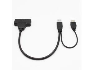 Dual USB3.0 to SATA Adapter Cord 22pin 2.5 Inch Hard Drive Data Cable USB To Sata Easy Drive Line (Black) Dual USB3.0 to SATA Adapter Cord 22pin 2.5 Inch Hard Drive Data Cable USB To Sata Easy Drive Line (Black)