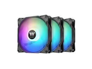 Thermaltake LE120 ARGB PWM Fan (3 Pack) PWM controlled 500~1500 rpm 5V Motherboard Sync 16.8 Million Colors 9 Addressable LEDs Airflow 66.1 CFM 120mm Hydraulic Bearing Case Fan CL-F204-PL12SW-A