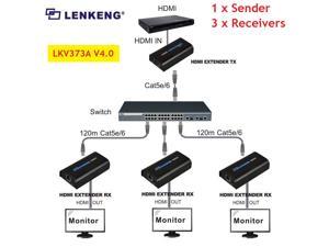 1TX and 3 RX, New LKV373A V4.0 HDbitT HDMI 1080P Extender Reapter Converter over RJ45 Cat5e/Cat6