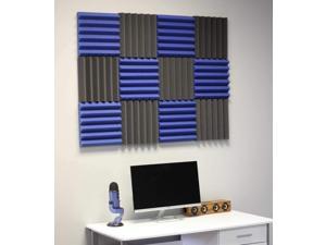2" Blue and Black Acoustic Wedge Soundproofing Studio Tiles 12 pack 2" Blue and Black Acoustic Wedge Soundproofing Studio Tiles 12 pack