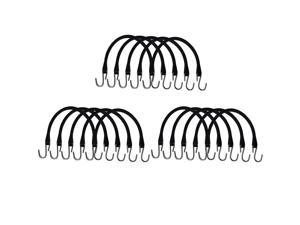 (15) Heavy Duty 15" Natural Rubber Bungee Straps w/ S-Hooks for Trailer Truck Tie-Down