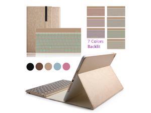 iPad Pro 9.7" Colorful 7 Colors Backlit Aluminium Bluetooth Keyboard Flip Magnetic PU Leather Case Smart Cover (Gold) iPad Pro 9.7" Colorful 7 Colors Backlit Aluminium Bluetooth Keyboard Flip Magnetic PU Leather Case Smart Cover (Gold)