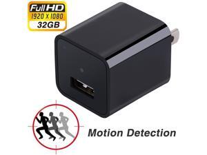 32GB 1080P US PLUG USB Charger Motion Detection Mini SPY Camera Motion Hidden