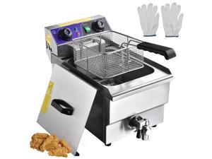 Commercial Restaurant Electric 11.7L Deep Fryer w/ Timer and Drain Stainless Steel Commercial Restaurant Electric 11.7L Deep Fryer w/ Timer and Drain Stainless Steel