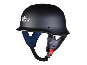 AHR RUN-G DOT German Style Motorcycle Half Helmet Open Face Cruiser Chopper Biker Skull Cap Helmet Black M