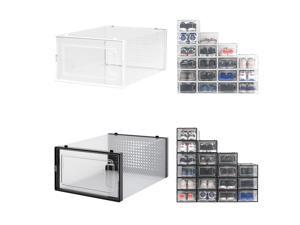 Yescom 36 Pack Shoe Storage Box Black White Stackable Sneaker Container Foldable Clear