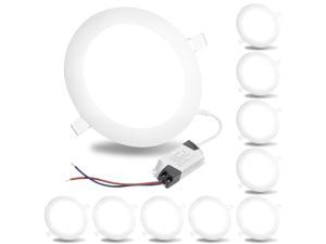 DELight® 10x 9W Round LED Ceiling Flat Panel Light Lamp Recessed Downlight 6000-6500K 720LM