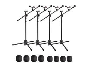 4 Packs Microphone Boom Arm Stand Dual Mic Clips Adjustable Tripod Phone Holder