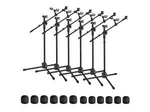 6 Packs Microphone Boom Arm Stand Dual Mic Clips Adjustable Tripod Phone Holder
