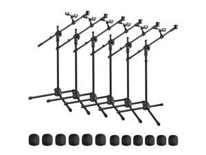 6 Packs Microphone Boom Arm Stand Height Adjustable Tripod Phone Holder Mic Clip