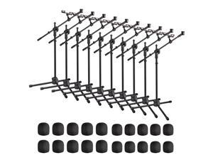 10 Pack Microphone Boom Arm Stand Height Adjustable Tripod Phone Holder Mic Clip