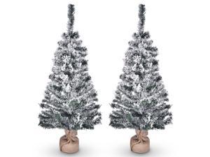 Yescom 2Pack 3 Ft Artificial Christmas Tree Flocked Small Mini Tabletop Christmas Tree For Holiday Decoration Flocked Snow
