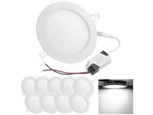 10X 12W 6" Round Cool White LED Recessed Ceiling Panel Light Bulb Lamp Fixture 