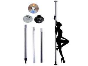 AW® Dance Pole Full Kit Portable Stripper Exercise Fitness Club Party Dancing Silver 50mm