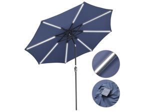 10ft Solar LED Patio Umbrella Outdoor Market Parasol Sunshade Tilt with Crank 10ft Solar LED Patio Umbrella Outdoor Market Parasol Sunshade Tilt with Crank