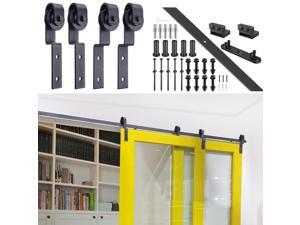 6.6 FT Country Style European American Bypass Steel Sliding Barn Wood Door Hardware Roller Track Kit