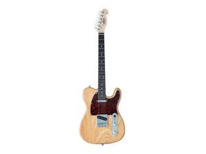 Monoprice Retro DLX Plus Solid Ash Electric Guitar - Natural, With Gig Bag, Ash Body, Maple Neck, Professionally Set-up in the US - Indio Series