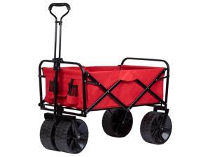Monoprice Heavy Duty All Terrain Collapsible Outdoor Wagon, Red - Durable, 600D Oxford, Mildew and UV Resistant - Pure Outdoor Collection