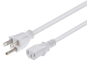Monoprice Power Cord - 10 Feet - White | NEMA 5-15P to IEC 60320 C13, 18AWG, 10A, 125V, 3-Prong, for PC, AC Adapter, Laptop, Monitor, Projector