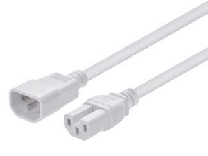 Monoprice Heavy Duty Power Cable - 6 Feet - White | IEC 60320 C14 to IEC 60320 C15, 14AWG, 15A, SJT, 125V, For Computers, TVs, Monitors
