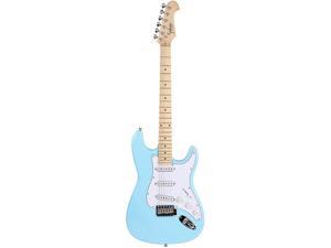 Monoprice Cali DLX Plus Solid Ash Electric Guitar | Wilkinson Bridge and Pickups, with Gig Bag, Right Orientation, Light Blue with Maple Fretboard - Indio Series