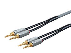 Monoprice Monolith Speaker Wire With Gold Plated Banana Plug Connectors - 6 Feet - Pair | 14AWG, Oxygen Free Copper (OFC), Multi-Strand Conductors, PE Insulated