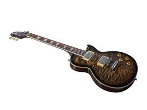 Monoprice Indio 66 DLX Quilted Maple Top Electric Guitar - Trans Black, With Gig Bag Monoprice Indio 66 DLX Quilted Maple Top Electric Guitar - Trans Black, With Gig Bag