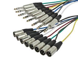 Monoprice 8-Channel 1/4 Inch TRS Male to XLR Male Snake 26AWG Cable C/d - 1 Meter (3 Feet) With 8 Balanced Mono / Unbalanced Stereo Lines Monoprice 8-Channel 1/4 Inch TRS Male to XLR Male Snake 26AWG Cable C/d - 1 Meter (3 Feet) With 8 Balanced Mono / Unbalanced Stereo Lines