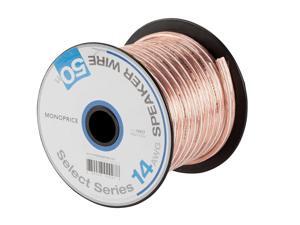 Monoprice Select Series 14 Gauge AWG Speaker Wire / Cable - 50ft Jacketed In Durable Plastic With A Color Coded Conductor For Home Theater, Car Audio And More Monoprice Select Series 14 Gauge AWG Speaker Wire / Cable - 50ft Jacketed In Durable Plastic With A Color Coded Conductor For Home Theater, Car Audio And More