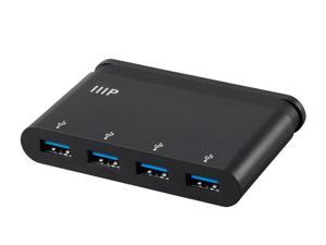 Monoprice USB-C to 4-Port/USB 3.0 Hub Adapter - Black with Folding USB Type-C Connector - Mobile Series